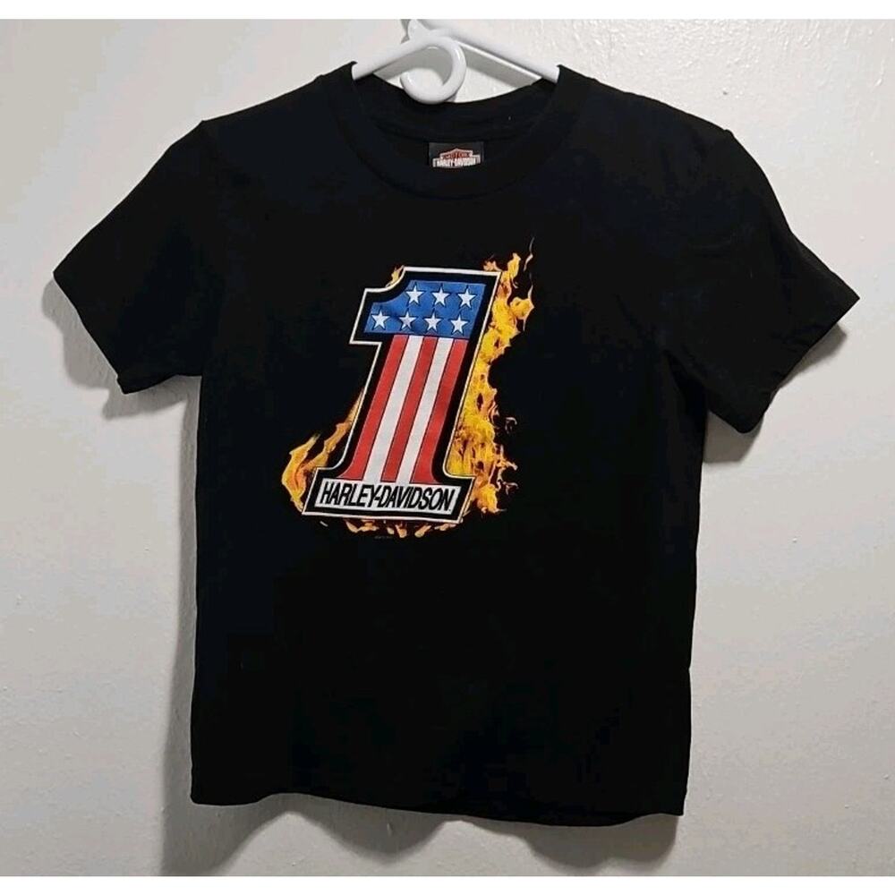 Vintage 2011 Harley Davidson Flame Fire Walters Bros Peoria Black T-shirt Sz S